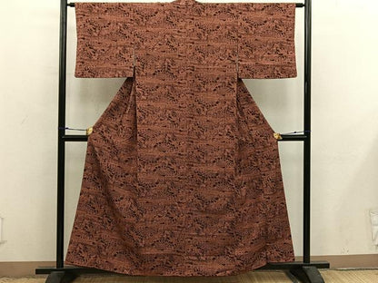 平和屋着物■上質な小紋　紬　飛鶴花文　正絹　逸品　BAAX8853mz