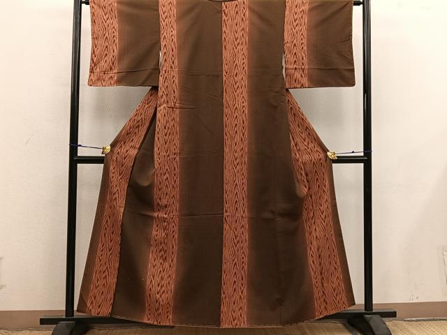平和屋着物■上質な紬　木目文様　正絹　逸品　BAAX8855mz