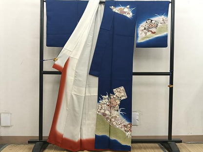 平和屋着物■訪問着　色紙重ね牡丹花文　暈し染め　金彩　正絹　逸品　BAAX8861mz