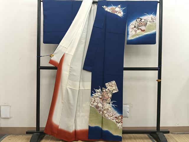 平和屋着物■訪問着　色紙重ね牡丹花文　暈し染め　金彩　正絹　逸品　BAAX8861mz