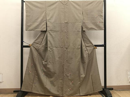 平和屋着物●訪問着　紬地　枝花文　やまと誂製　正絹　逸品　BAAX8864mz