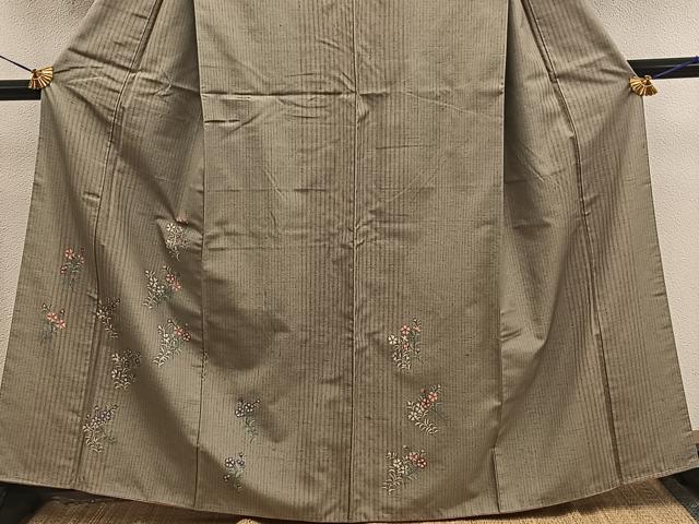 平和屋着物●訪問着　紬地　枝花文　やまと誂製　正絹　逸品　BAAX8864mz