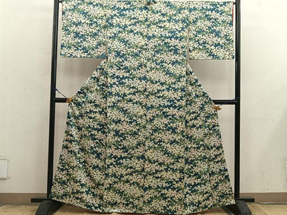 平和屋着物■上質な小紋　草花文　正絹　逸品　BAAX8866mz