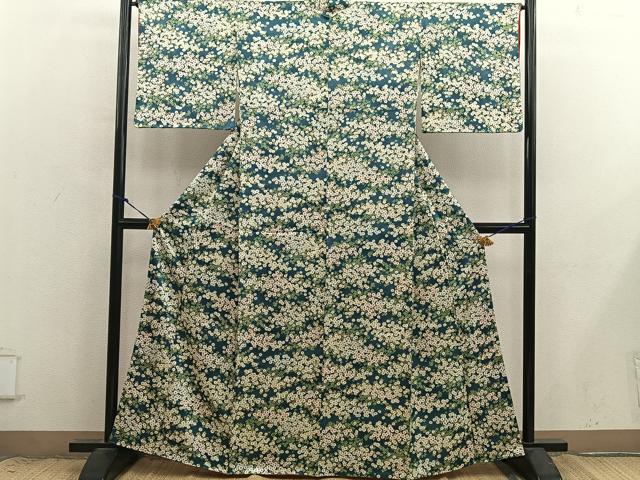 平和屋着物■上質な小紋　草花文　正絹　逸品　BAAX8866mz
