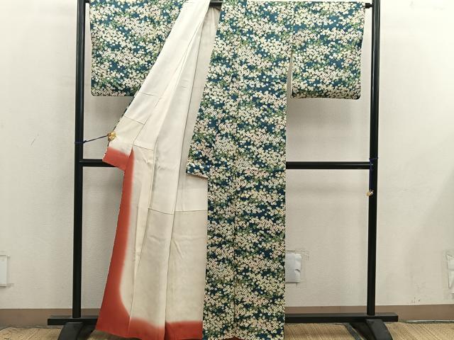 平和屋着物■上質な小紋　草花文　正絹　逸品　BAAX8866mz