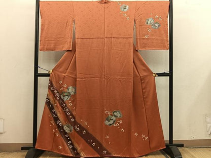 平和屋着物●訪問着　絞り　刺繍　菊花文　金彩　正絹　逸品　BAAX8869mz