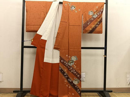 平和屋着物●訪問着　絞り　刺繍　菊花文　金彩　正絹　逸品　BAAX8869mz