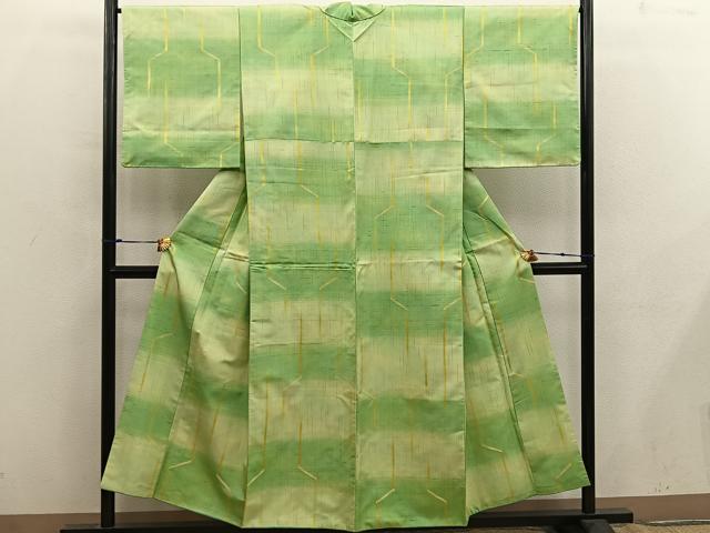 平和屋着物■上質な紬　幾何学文様　暈し染め　正絹　逸品　BAAX8871mz
