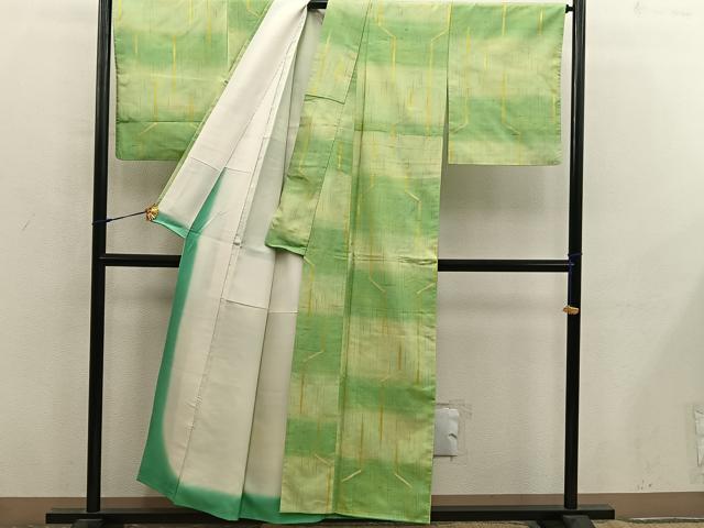 平和屋着物■上質な紬　幾何学文様　暈し染め　正絹　逸品　BAAX8871mz