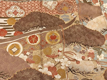 平和屋着物●豪華色留袖　駒刺繍　七宝菊花文　金彩　正絹　逸品　BAAX8872mz