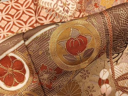 平和屋着物●豪華色留袖　駒刺繍　七宝菊花文　金彩　正絹　逸品　BAAX8872mz