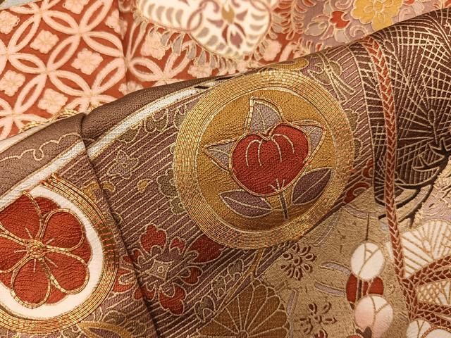平和屋着物●豪華色留袖　駒刺繍　七宝菊花文　金彩　正絹　逸品　BAAX8872mz