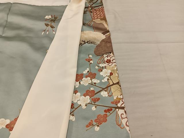 平和屋着物●豪華色留袖　駒刺繍　七宝菊花文　金彩　正絹　逸品　BAAX8872mz