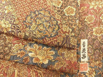 平和屋着物●二代目更甚　江戸更紗　小紋　鳳凰花文　鬼しぼ縮緬　正絹　逸品　BAAX8878mz