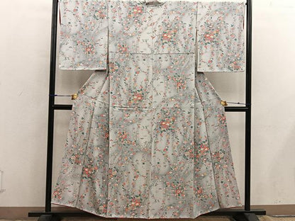 平和屋着物■上質な小紋　枝花文　正絹　逸品　BAAX8879mz
