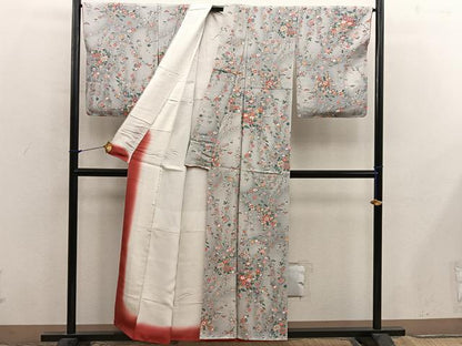 平和屋着物■上質な小紋　枝花文　正絹　逸品　BAAX8879mz