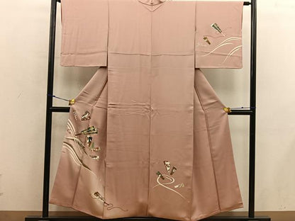 平和屋着物■訪問着　檜扇人物花文　暈し染め　金彩　正絹　逸品　BAAX8881mz