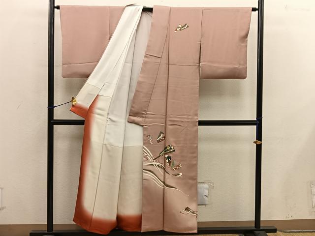 平和屋着物■訪問着　檜扇人物花文　暈し染め　金彩　正絹　逸品　BAAX8881mz