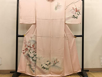 平和屋着物■訪問着　友禅　牡丹花文　暈し染め　正絹　逸品　BAAX8887mz