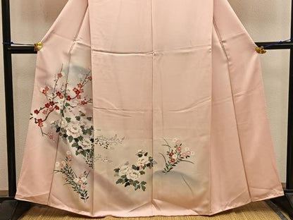 平和屋着物■訪問着　友禅　牡丹花文　暈し染め　正絹　逸品　BAAX8887mz