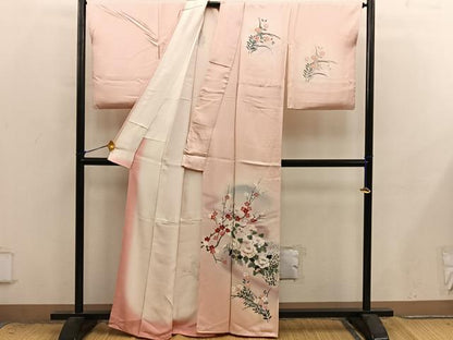 平和屋着物■訪問着　友禅　牡丹花文　暈し染め　正絹　逸品　BAAX8887mz