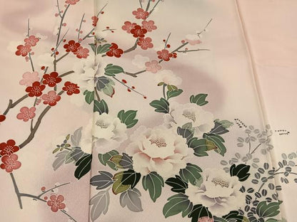 平和屋着物■訪問着　友禅　牡丹花文　暈し染め　正絹　逸品　BAAX8887mz