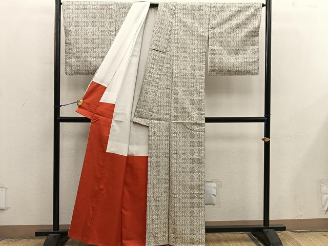 平和屋着物□上質な紬 幾何学文様 正絹 逸品 BAAX8891mz