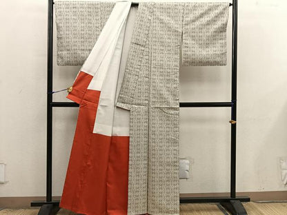 平和屋着物■上質な紬　幾何学文様　正絹　逸品　BAAX8891mz