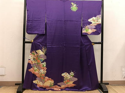 平和屋着物■訪問着　駒刺繍　菊花文　金彩　正絹　逸品　BAAX8893mz
