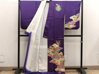 平和屋着物■訪問着　駒刺繍　菊花文　金彩　正絹　逸品　BAAX8893mz