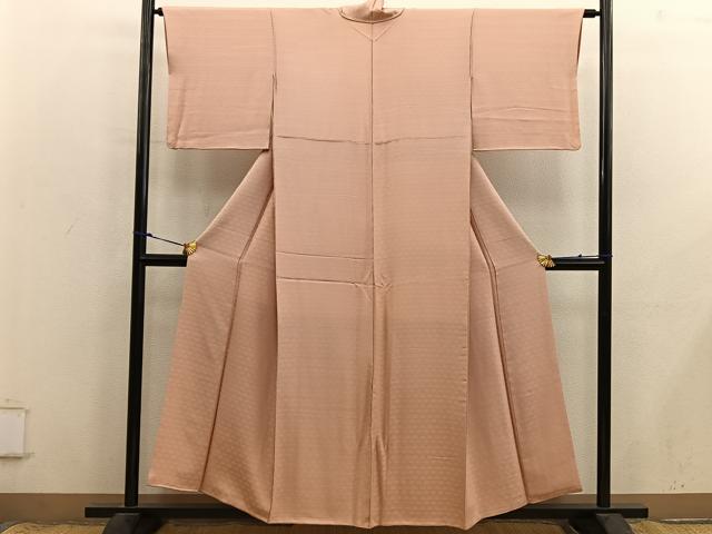 平和屋着物■上質な色無地　桐地紋　洒落柿色　正絹　逸品　BAAX8897mz