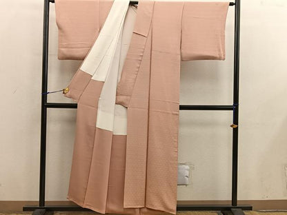 平和屋着物■上質な色無地　桐地紋　洒落柿色　正絹　逸品　BAAX8897mz