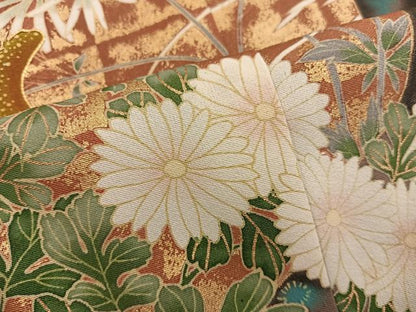 平和屋着物■豪華色留袖　駒刺繍　枝菊花文　金彩　正絹　逸品　未使用　BAAX8898mz