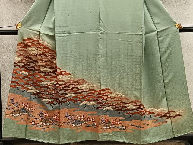 平和屋着物■豪華色留袖　駒刺繍　風景松文　暈し染め　金彩　正絹　逸品　BAAX8899mz