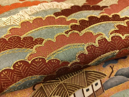 平和屋着物■豪華色留袖　駒刺繍　風景松文　暈し染め　金彩　正絹　逸品　BAAX8899mz