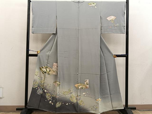 平和屋着物●訪問着　地紙椿花文　暈し染め　金彩　正絹　逸品　BAAX8901mz