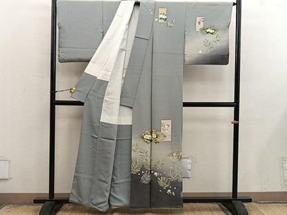 平和屋着物●訪問着　地紙椿花文　暈し染め　金彩　正絹　逸品　BAAX8901mz