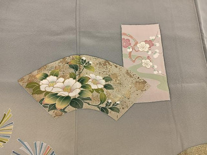 平和屋着物●訪問着　地紙椿花文　暈し染め　金彩　正絹　逸品　BAAX8901mz