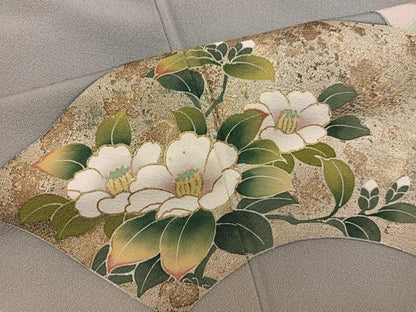 平和屋着物●訪問着　地紙椿花文　暈し染め　金彩　正絹　逸品　BAAX8901mz