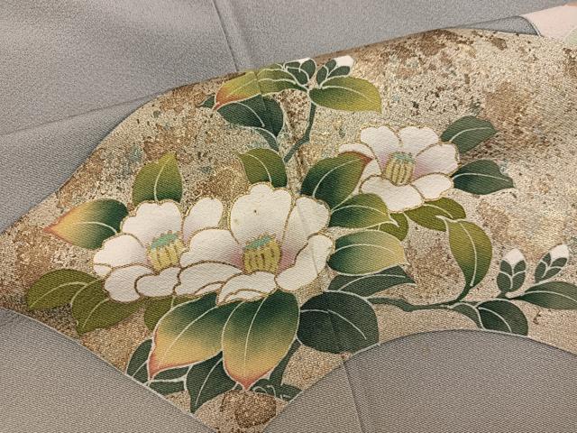 平和屋着物●訪問着　地紙椿花文　暈し染め　金彩　正絹　逸品　BAAX8901mz