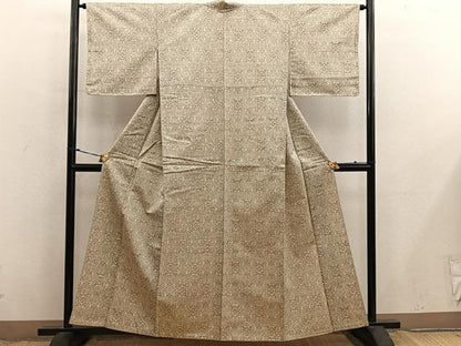 平和屋着物■上質な紬　草花文　正絹　逸品　BAAX8903mz