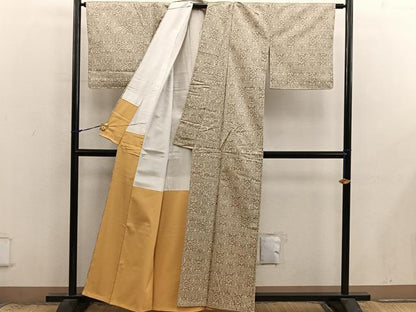 平和屋着物■上質な紬　草花文　正絹　逸品　BAAX8903mz