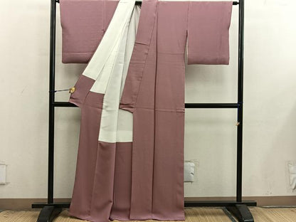 平和屋着物●上質な色無地　洗朱色　正絹　逸品　BAAX8904mz