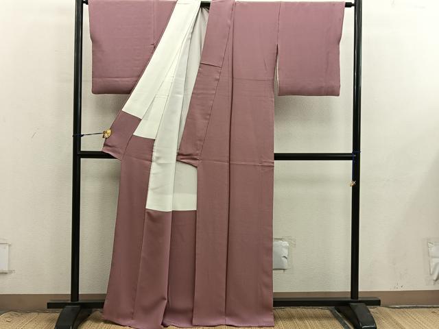 平和屋着物●上質な色無地　洗朱色　正絹　逸品　BAAX8904mz