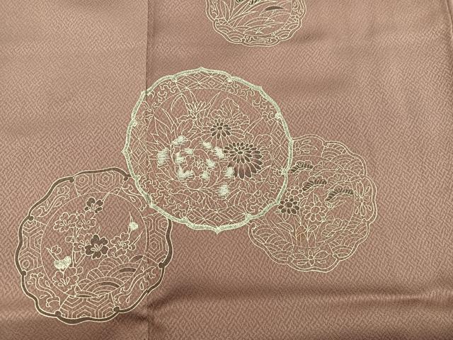 平和屋着物■訪問着　刺繍　菊花文　正絹　逸品　BAAX8909mz