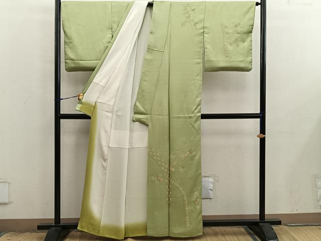 平和屋着物■訪問着　総刺繍　相良刺繍　枝花文　正絹　逸品　BAAX8914mz