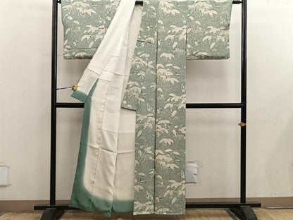 平和屋着物■上質な小紋　花鳥文　たたき染め　正絹　逸品　BAAX8915mz