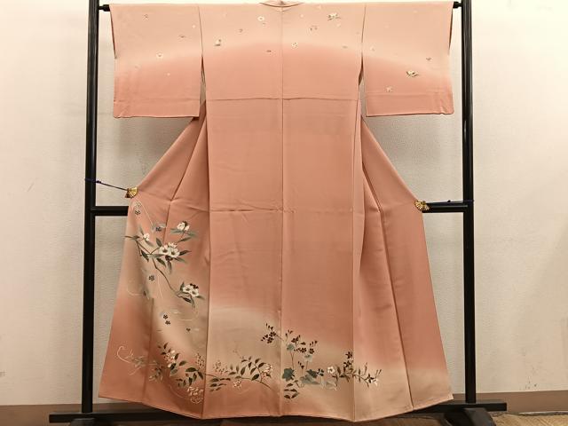 平和屋着物●訪問着　枝花文　暈し染め　正絹　逸品　BAAX8916mz