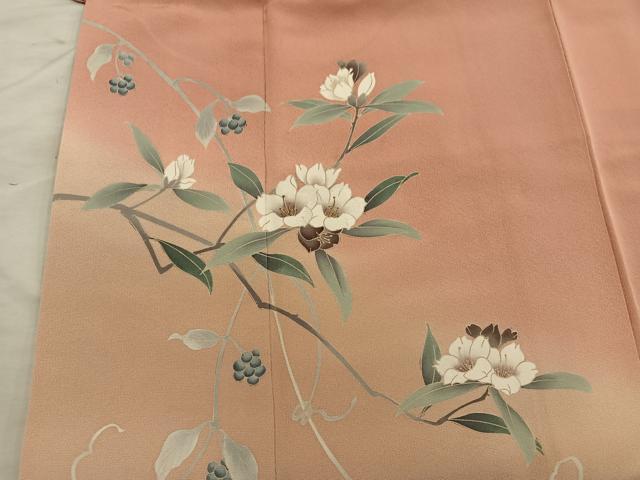 平和屋着物●訪問着　枝花文　暈し染め　正絹　逸品　BAAX8916mz
