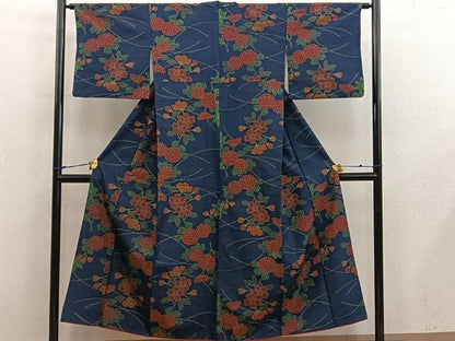 平和屋着物■上質な紬　菊花文　正絹　逸品　BAAX8920mz
